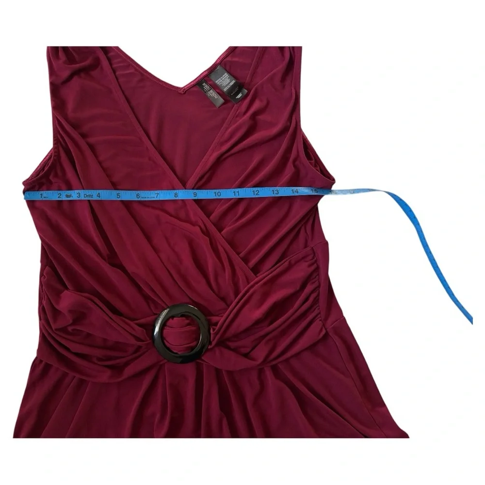 Bisou Bisou Elegant Burgundy Sleeveless Top with Belted Detail Sz XLP - Picture 3 of 5